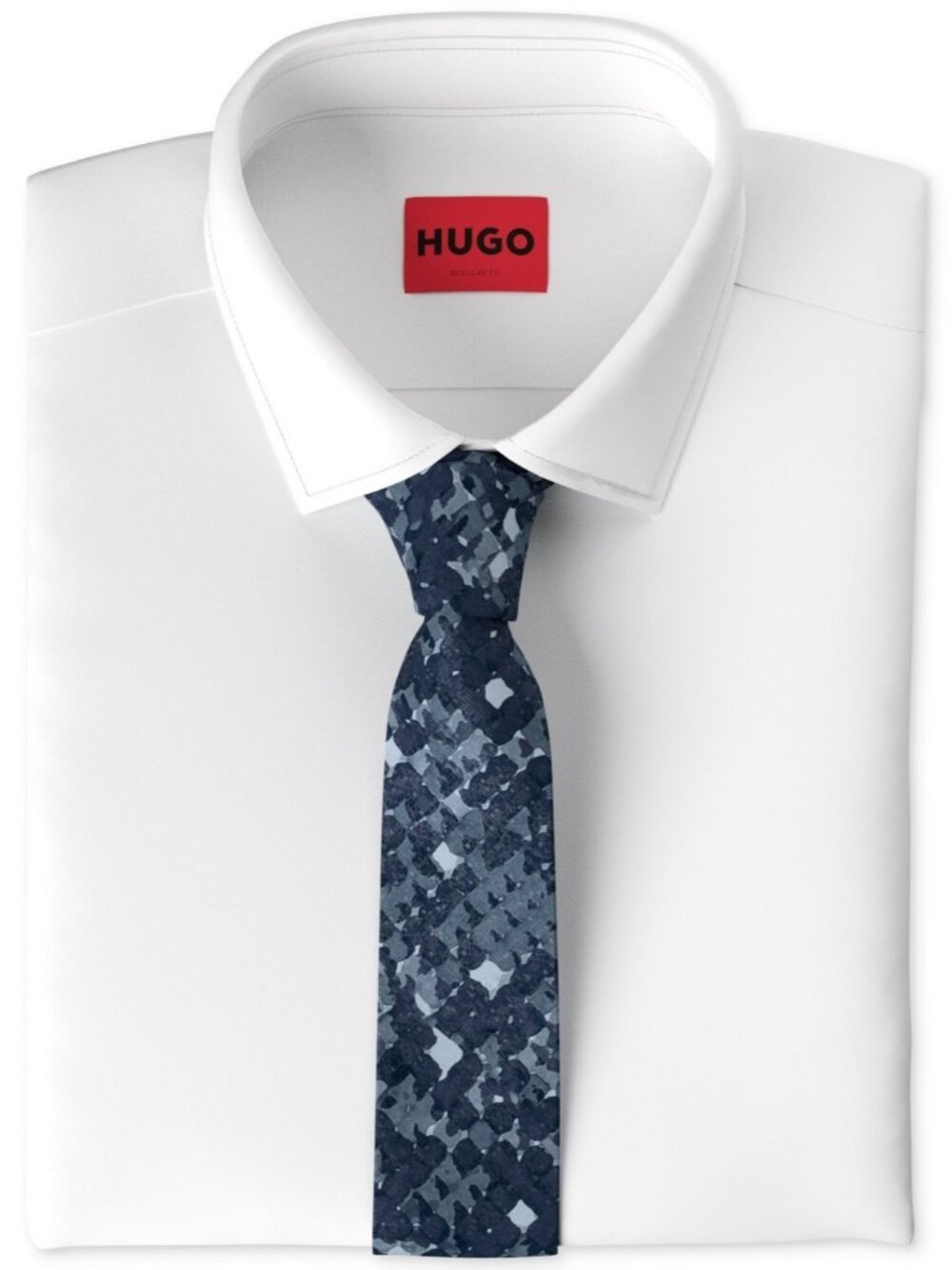 Hugo by Hugo Boss Men's Abstract-Pattern Cotton Tie Navy